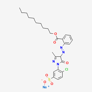 molecular formula C27H32ClN4NaO6S B12723370 Sodium 1-decyl 2-((1-(2-chloro-5-sulphonatophenyl)-4,5-dihydro-3-methyl-5-oxo-1H-pyrazol-4-yl)azo)benzoate CAS No. 90677-61-5