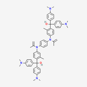 molecular formula C60H68N6O2 B12723402 4,4'-(1,4-Phenylenebis(methylene(ethylimino)))bis(alpha,alpha-bis(4-(dimethylamino)phenyl)-o-xylene-alpha-ol) CAS No. 85586-74-9