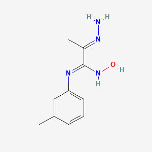 molecular formula C10H14N4O B12723433 Propanimidamide, 2-hydrazono-N-hydroxy-N'-(3-methylphenyl)- CAS No. 85914-43-8