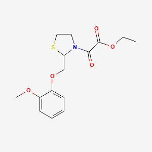 molecular formula C15H19NO5S B12723450 Ethyl 2-((2-methoxyphenoxy)methyl)-alpha-oxo-3-thiazolidineacetate CAS No. 103182-22-5