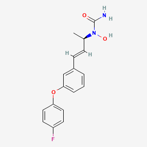 molecular formula C17H17FN2O3 B12723493 N-(3-(3-(4-Fluorophenoxy)phenyl)-1-methyl-2-propenyl)-N-hydroxyurea (R-(E))- CAS No. 132339-70-9