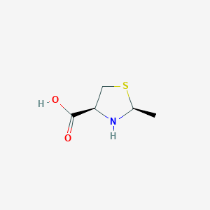 molecular formula C5H9NO2S B12723505 2-Methyl-4-thiazolidinecarboxylic acid, (2S-cis)- CAS No. 88855-04-3