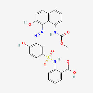 molecular formula C25H20N4O8S B12723569 2-(((4-Hydroxy-3-((2-hydroxy-8-((methoxycarbonyl)amino)-1-naphthyl)azo)phenyl)sulphonyl)amino)benzoic acid CAS No. 85480-80-4