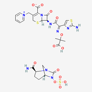 molecular formula C29H33N9O13S3 B12723627 Avycaz CAS No. 1393723-27-7