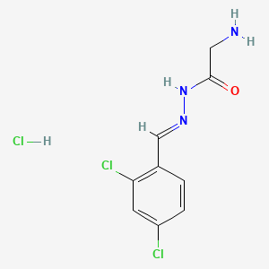 molecular formula C9H10Cl3N3O B12723718 Glycine, (2,4-dichlorobenzylidene)hydrazide, hydrochloride CAS No. 128153-85-5