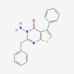 molecular formula C19H15N3OS B12723752 Thieno(2,3-d)pyrimidin-4(3H)-one, 3-amino-5-phenyl-2-(phenylmethyl)- CAS No. 120354-28-1