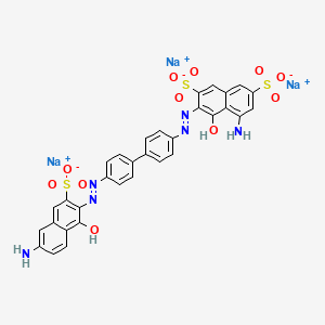 molecular formula C32H21N6Na3O11S3 B12723753 5-Amino-3-((4'-((6-amino-1-hydroxy-3-sulpho-2-naphthyl)azo)(1,1'-biphenyl)-4-yl)azo)-4-hydroxynaphthalene-2,7-disulphonic acid, sodium salt CAS No. 6459-89-8