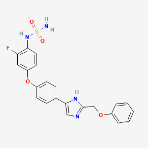 molecular formula C22H19FN4O4S B12723796 5-[4-[3-fluoro-4-(sulfamoylamino)phenoxy]phenyl]-2-(phenoxymethyl)-1H-imidazole CAS No. 955157-23-0