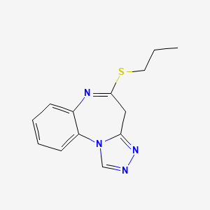 molecular formula C13H14N4S B12723830 4H-(1,2,4)Triazolo(4,3-a)(1,5)benzodiazepine, 5-(propylthio)- CAS No. 137731-26-1
