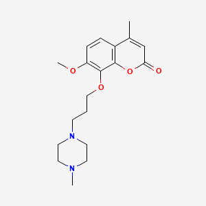molecular formula C19H26N2O4 B12723857 2H-1-Benzopyran-2-one, 7-methoxy-4-methyl-8-(3-(4-methyl-1-piperazinyl)propoxy)- CAS No. 148727-12-2