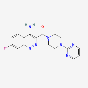 molecular formula C17H16FN7O B12723865 Piperazine, 1-((4-amino-7-fluoro-3-cinnolinyl)carbonyl)-4-(2-pyrimidinyl)- CAS No. 187231-59-0