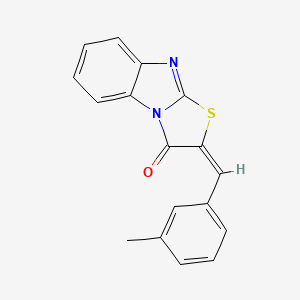 molecular formula C17H12N2OS B12723889 Thiazolo(3,2-a)benzimidazol-3(2H)-one, 2-((3-methylphenyl)methylene)- CAS No. 87986-86-5