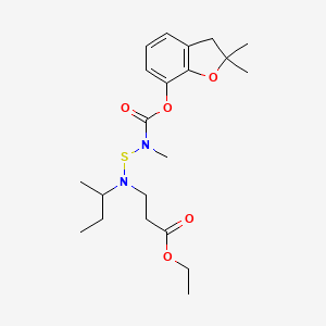 molecular formula C21H32N2O5S B12723901 beta-Alanine, N-(((((2,3-dihydro-2,2-dimethyl-7-benzofuranyl)oxy)carbonyl)methylamino)thio)-N-(1-methylpropyl)-, ethyl ester CAS No. 82560-63-2