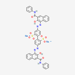molecular formula C46H30N6Na2O10S2 B12723921 4,4'-Bis((2-hydroxy-3-((phenylamino)carbonyl)-1-naphthyl)azo)(1,1'-biphenyl)-2,2'-disulphonic disodium acid CAS No. 6375-53-7