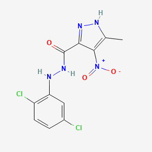 molecular formula C11H9Cl2N5O3 B12724037 1H-Pyrazole-3-carboxylic acid, 5-methyl-4-nitro-, 2-(2,5-dichlorophenyl)hydrazide CAS No. 86831-70-1