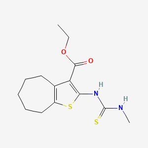 molecular formula C14H20N2O2S2 B12724038 ethyl 2-(methylcarbamothioylamino)-5,6,7,8-tetrahydro-4H-cyclohepta[b]thiophene-3-carboxylate CAS No. 132605-07-3