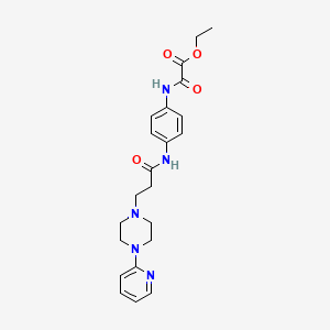 molecular formula C22H27N5O4 B12724078 1-Piperazinepropanamide, N-(4-((ethoxyoxoacetyl)amino)phenyl)-4-(2-pyridinyl)- CAS No. 86523-81-1