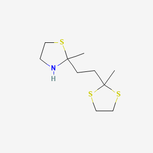 molecular formula C10H19NS3 B12724212 2-Methyl-2-(2-(2-methyl-1,3-dithiolan-2-yl)ethyl)thiazolidine CAS No. 156000-10-1