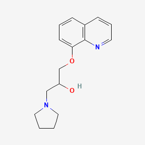 molecular formula C16H20N2O2 B12724222 alpha-((8-Quinolinyloxy)methyl)-1-pyrrolidineethanol CAS No. 85239-17-4