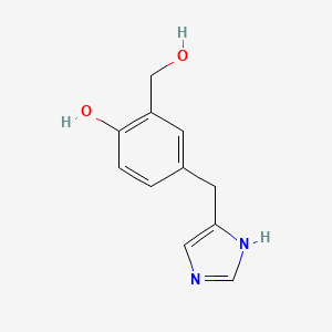 molecular formula C11H12N2O2 B12724231 Benzenemethanol, 2-hydroxy-5-(1H-imidazol-4-ylmethyl)- CAS No. 116796-03-3