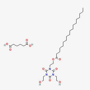 molecular formula C33H59N3O11 B12724260 Hexanedioic acid, ester with 1,3,5-tris(2-hydroxyethyl)-1,3,5-triazine-2,4,6(1H,3H,5H)-trione octadecanoate (ester) CAS No. 85204-08-6