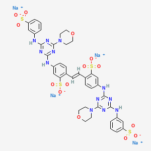 molecular formula C40H36N12Na4O14S4 B12724276 Tetrasodium 4,4'-bis((4-morpholino-6-((3-sulphonatophenyl)amino)-1,3,5-triazin-2-yl)amino)stilbene-2,2'-disulphonate CAS No. 42355-81-7