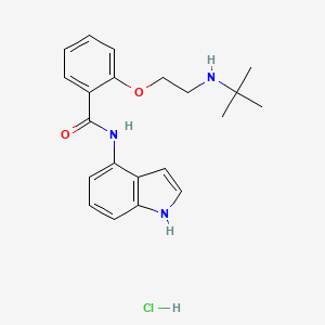 molecular formula C21H26ClN3O2 B12724404 Benzamide, 2-(2-((1,1-dimethylethyl)amino)ethoxy)-N-1H-indol-4-yl-, hydrochloride CAS No. 112857-87-1