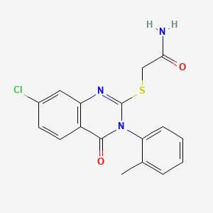 molecular formula C17H14ClN3O2S B12724433 Acetamide, 2-((7-chloro-3,4-dihydro-3-(2-methylphenyl)-4-oxo-2-quinazolinyl)thio)- CAS No. 118449-22-2