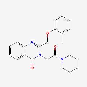 molecular formula C23H25N3O3 B12724463 Piperidine, 1-((2-((2-methylphenoxy)methyl)-4-oxo-3(4H)-quinazolinyl)acetyl)- CAS No. 85063-19-0