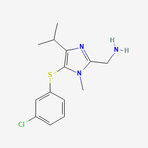 molecular formula C14H18ClN3S B12724623 2-Aminomethyl-5-(3-chlorophenylthio)-4-isopropyl-1-methyl-1H-imidazole CAS No. 178981-67-4