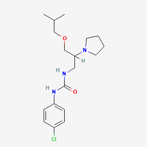 molecular formula C18H28ClN3O2 B12724669 N-(4-Chlorophenyl)-N'-(3-(2-methylpropoxy)-2-(1-pyrrolidinyl)propyl)urea CAS No. 86398-58-5