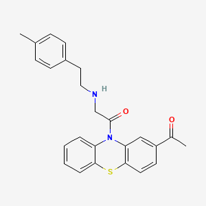 molecular formula C25H24N2O2S B12724691 10H-Phenothiazine, 2-acetyl-10-(((2-(4-methylphenyl)ethyl)amino)acetyl)- CAS No. 89516-38-1