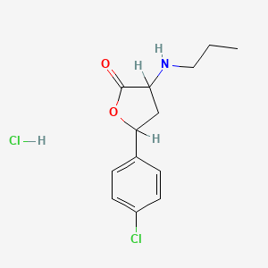 molecular formula C13H17Cl2NO2 B12724753 Dihydro-5-(4-chlorophenyl)-3-(propylamino)-2(3H)-furanone hydrochloride CAS No. 139084-75-6