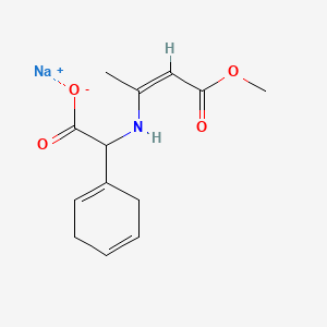 molecular formula C13H16NNaO4 B12724759 Sodium (Z)-alpha-((3-methoxy-1-methyl-3-oxo-1-propenyl)amino)cyclohexa-1,4-diene-1-acetate CAS No. 93939-79-8