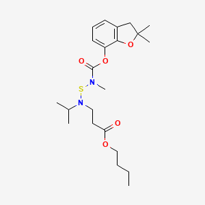 molecular formula C22H34N2O5S B12724798 beta-Alanine, N-(((((2,3-dihydro-2,2-dimethyl-7-benzofuranyl)oxy)carbonyl)methylamino)thio)-N-(1-methylethyl)-, butyl ester CAS No. 82560-57-4