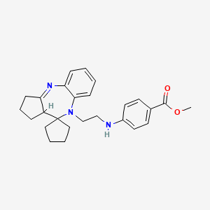 molecular formula C26H31N3O2 B12724805 Benzoic acid, 4-((2-(1,2,3,10a-tetrahydrospiro(benzo(b)cyclopenta(e)(1,4)diazepine-10(9),1'-cyclopent)-9-yl)ethyl)amino)-, methyl ester CAS No. 133308-01-7