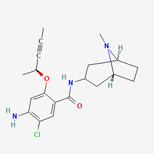 molecular formula C20H26ClN3O2 B12724834 Benzamide, 4-amino-5-chloro-N-((3-endo)-8-methyl-8-azabicyclo(3.2.1)oct-3-yl)-2-(((1S)-1-methyl-2-butyn-1-yl)oxy)- CAS No. 151213-85-3
