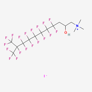 molecular formula C15H15F19INO B12724904 [4,4,5,5,6,6,7,7,8,8,9,9,10,11,11,11-Hexadecafluoro-2-hydroxy-10-(trifluoromethyl)undecyl]trimethylammonium iodide CAS No. 80909-29-1