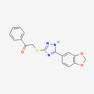 molecular formula C17H13N3O3S B12724915 Ethanone, 2-((5-(1,3-benzodioxol-5-yl)-1H-1,2,4-triazol-3-yl)thio)-1-phenyl- CAS No. 140406-03-7