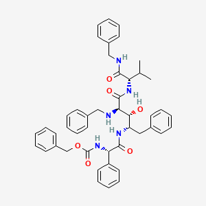 molecular formula C46H51N5O6 B12724944 (2R,3S,4S)-N-(2-(Benzylamino)-4-((N-((benzyloxy)carbonyl)-((S)-phenylglycyl)amino)-3-hydroxy-5-phenylpentanoyl)valine benzylamide CAS No. 161389-21-5