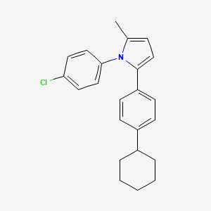 molecular formula C23H24ClN B12724948 1H-Pyrrole, 1-(4-chlorophenyl)-2-(4-cyclohexylphenyl)-5-methyl- CAS No. 91306-76-2