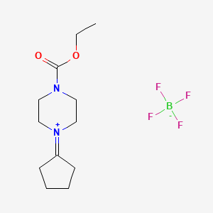 molecular formula C12H21BF4N2O2 B12724967 Piperazinium, 1-cyclopentylidene-4-(ethoxycarbonyl)-, tetrafluoroborate(1-) CAS No. 99377-81-8