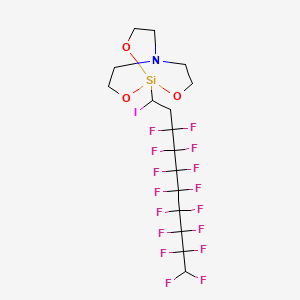 molecular formula C16H16F16INO3Si B12725001 2,8,9-Trioxa-5-aza-1-silabicyclo(3.3.3)undecane, 1-(3,3,4,4,5,5,6,6,7,7,8,8,9,9,10,10-hexadecafluoro-1-iododecyl)- CAS No. 135587-16-5