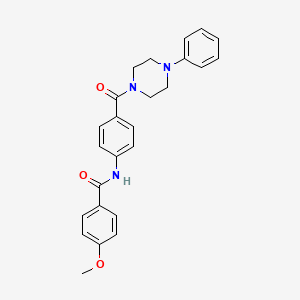 molecular formula C25H25N3O3 B12725010 Benzamide, 4-methoxy-N-(4-((4-phenyl-1-piperazinyl)carbonyl)phenyl)- CAS No. 89767-61-3