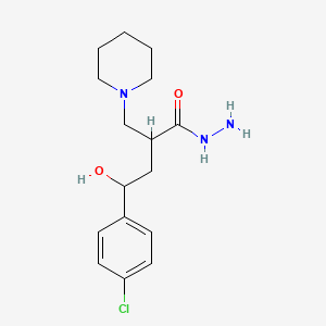 molecular formula C16H24ClN3O2 B12725020 alpha-(2-(4-Chlorophenyl)-2-hydroxyethyl)-1-piperidinepropanoic acid hydrazide CAS No. 124500-13-6