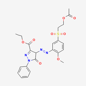 molecular formula C23H24N4O8S B12725033 Ethyl 4-((5-((2-(acetoxy)ethyl)sulphonyl)-2-methoxyphenyl)azo)-4,5-dihydro-5-oxo-1-phenyl-1H-pyrazole-3-carboxylate CAS No. 85409-55-8