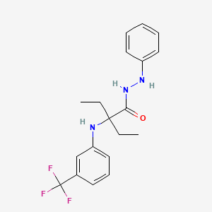 molecular formula C19H22F3N3O B12725063 Butanoic acid, 2-ethyl-2-((3-(trifluoromethyl)phenyl)amino)-, 2-phenylhydrazide CAS No. 174198-02-8