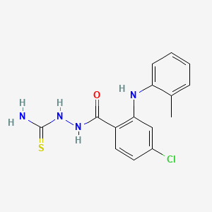 molecular formula C15H15ClN4OS B12725080 Benzoic acid, 4-chloro-2-((2-methylphenyl)amino)-, 2-(aminothioxomethyl)hydrazide CAS No. 195370-33-3