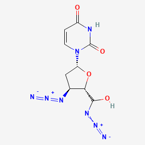 molecular formula C9H10N8O4 B12725090 Uridine, 3',5'-diazido-2',3'-dideoxy- CAS No. 136466-27-8