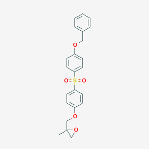 molecular formula C23H22O5S B127251 Oxirane, 2-methyl-2-[[4-[[4-(phenylmethoxy)phenyl]sulfonyl]phenoxy]methyl]- CAS No. 141420-50-0